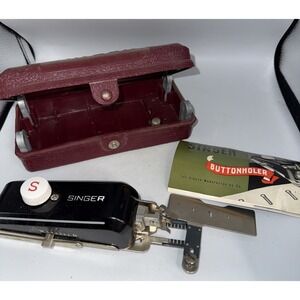 Vintage SINGER Buttonholer #160743 w/ Case & Manual For 301 Models